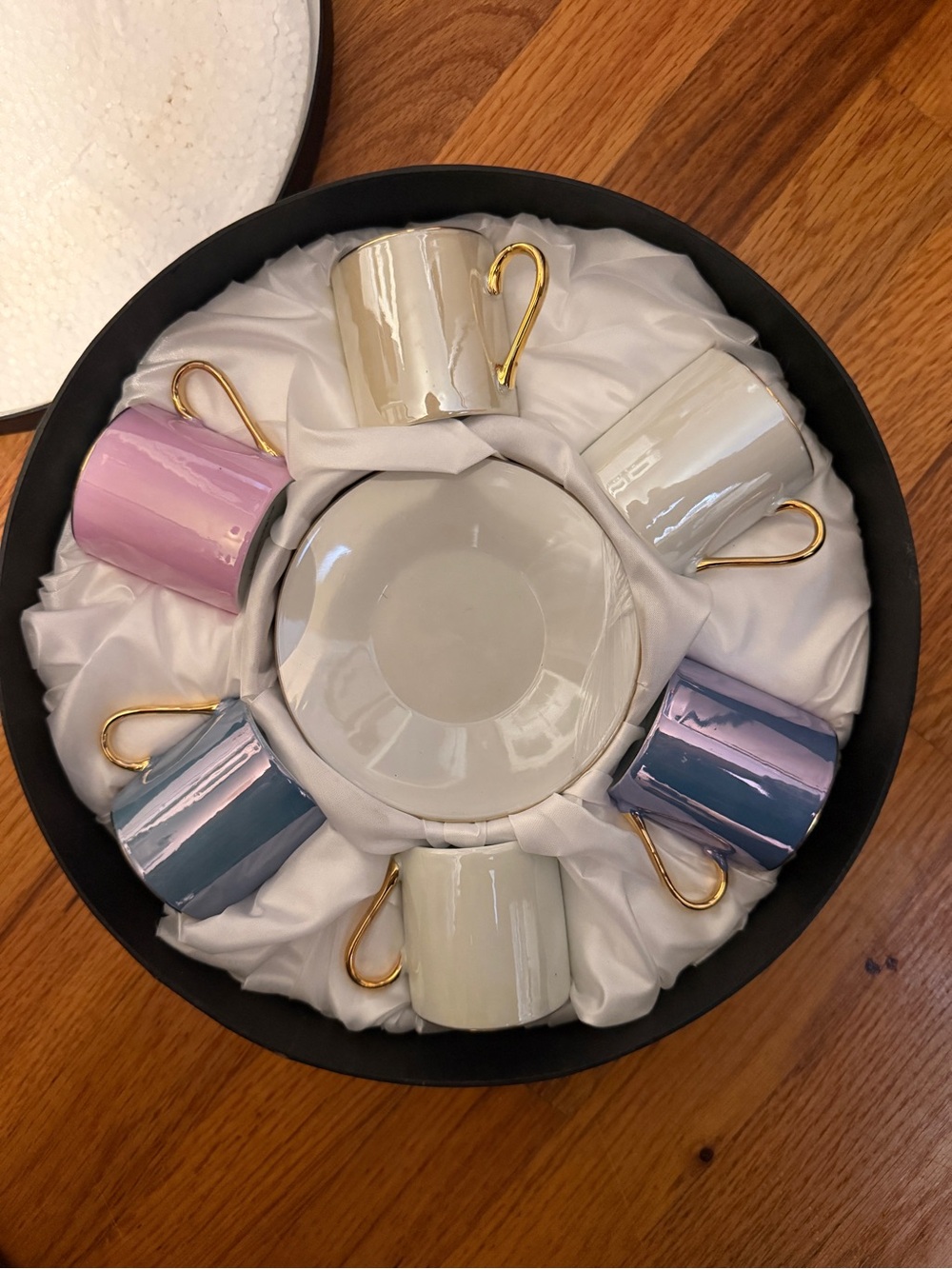 Godinger Pastel Espresso Cup Set with Gold Handles - Pink, Cream, Blue, Lavender